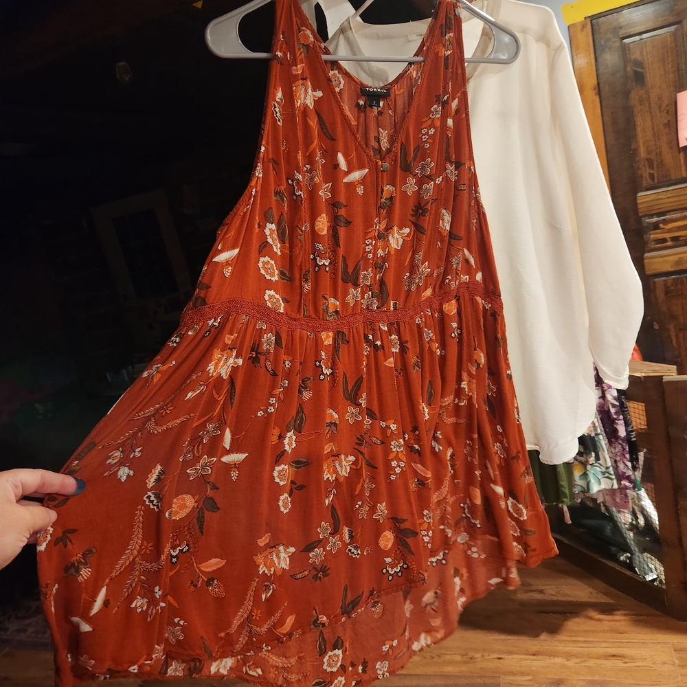 Torrid Rust Floral Mini Dress